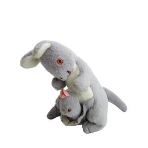 Vintage Kangaroo Plush Stuffed Animal Gray